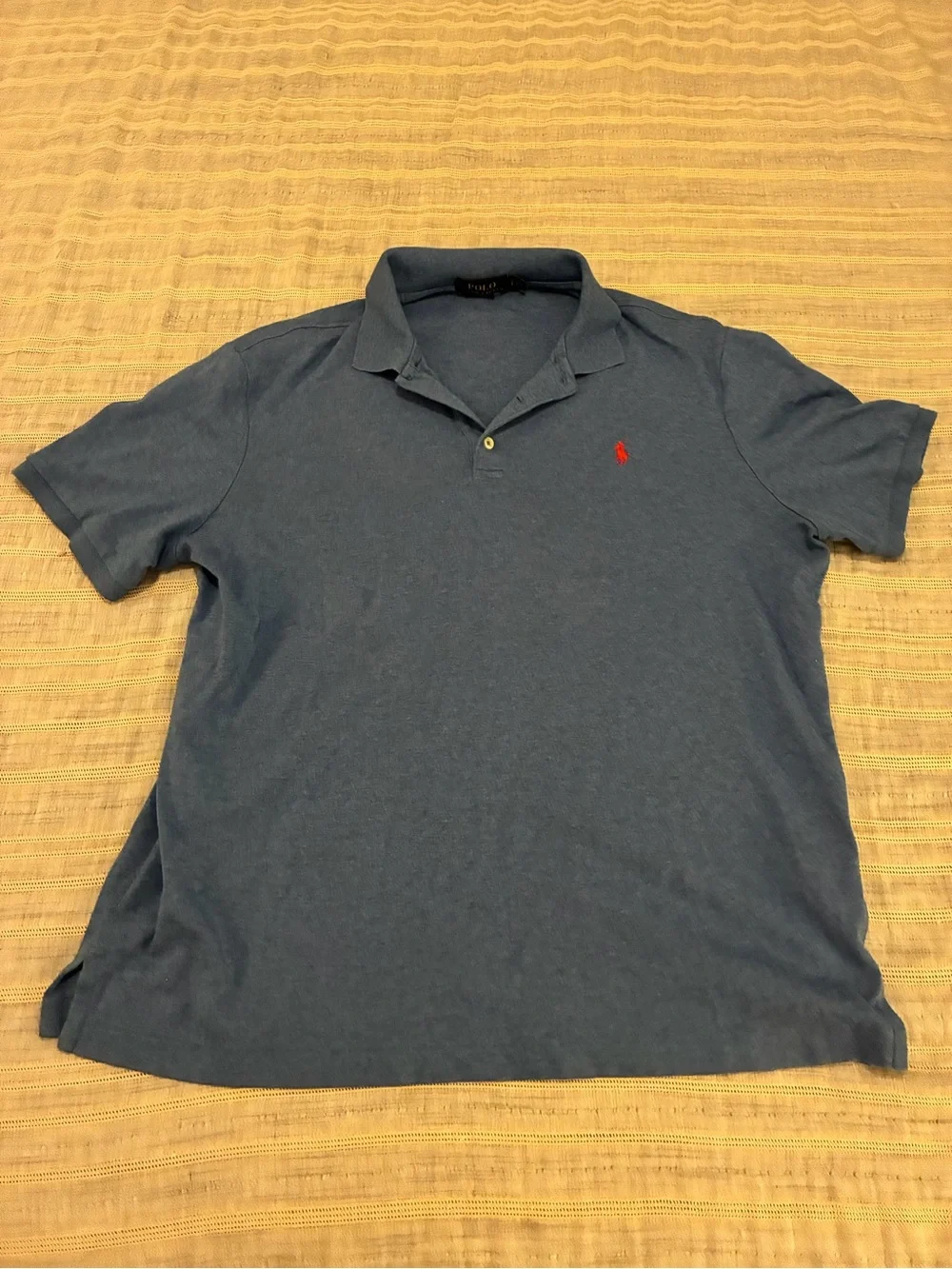 Polo Ralph Lauren Men’s Shirt - Blue with Red Logo GUC Size Large